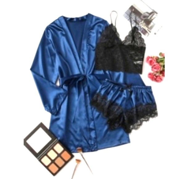 Satin Robe 2pc Set - Picture 3 of 14